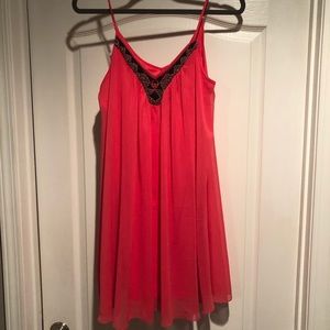 Express beaded spaghetti strap coral dress!